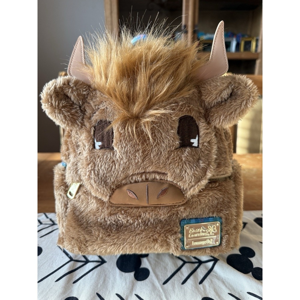 NWT Loungefly Highland Cow Busch Gardens Exclusive Mini Backpack Rare!!